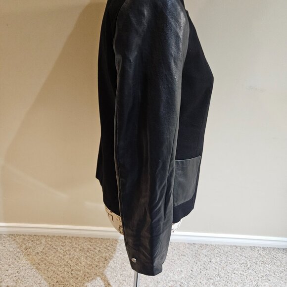 Black 3 pc suit w. faux leather accents - Picture 3 of 10